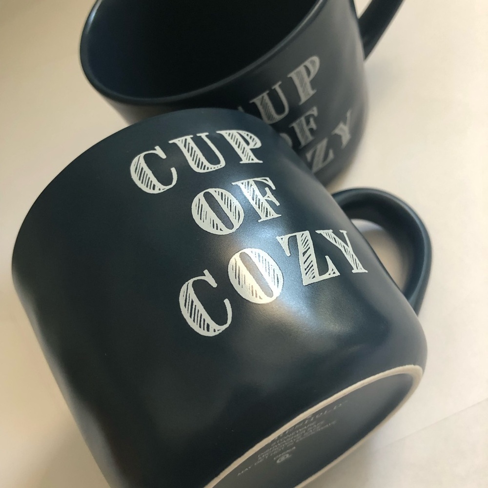 Threshold Set of 2  “Cup of Cozy” Blue Mugs - Coffee Tea Hot Chocolate